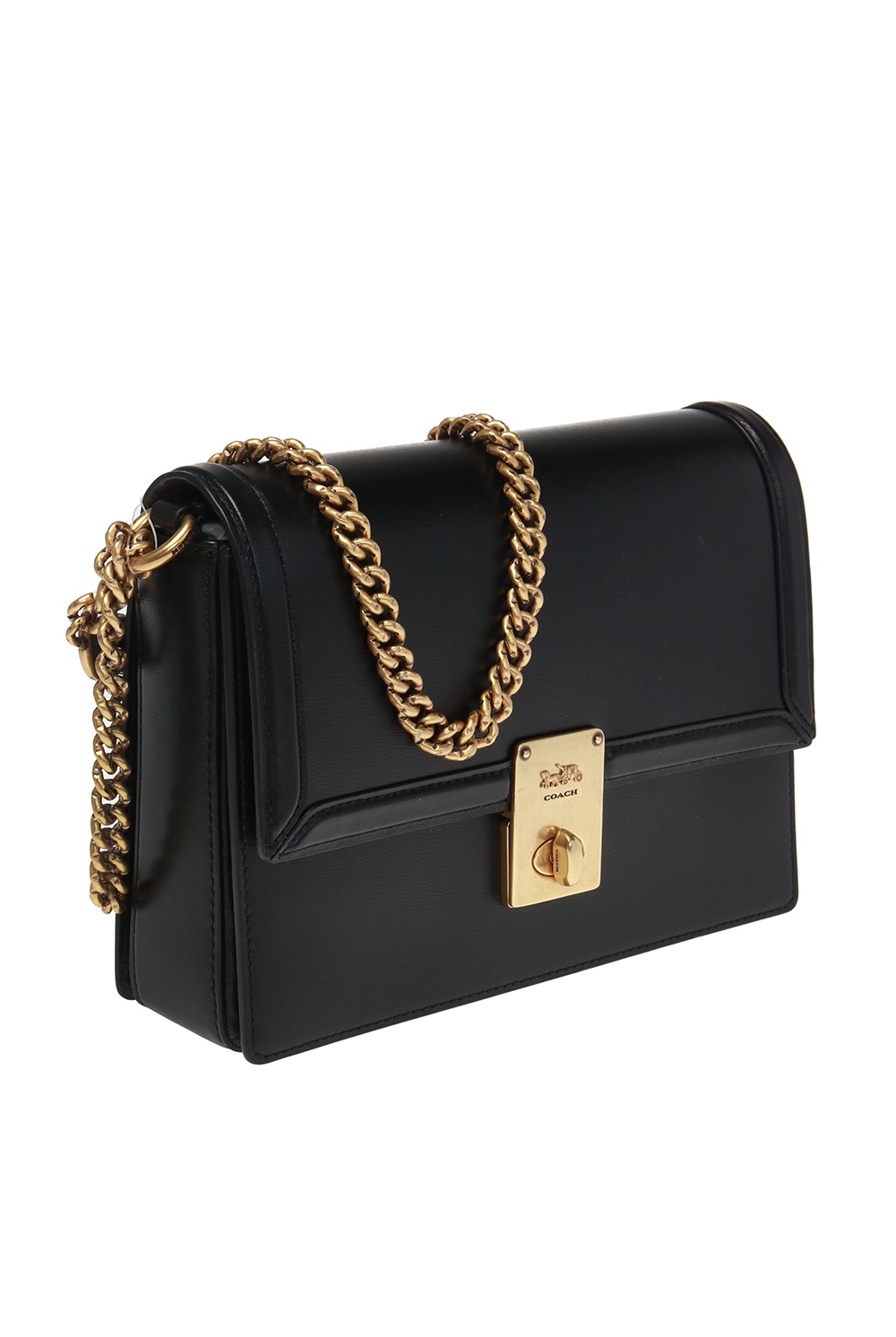 Coach hutton shoulder online bag black